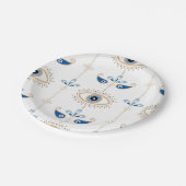 White bohemian retro evil eye pattern papieren bordje (Gekanteld)