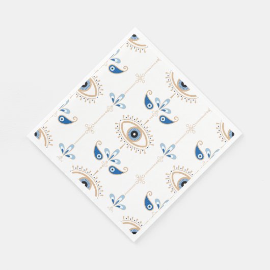 White bohemian retro evil eye pattern servet (Hoek)