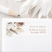 White Boho Bloemen Bruiloft Retouradres Etiket (Insitu)