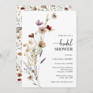 White Boho Bridal Shower Invitation Kaart