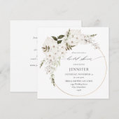 White Boho Floral Vrijgezellenfeest Square Kaart (Voorkant / Achterkant)