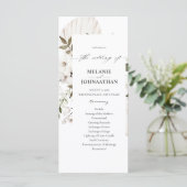 White Boho Floral Wedding Ceremony Programme Programma (Staand voorkant)