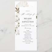 White Boho Floral Wedding Ceremony Programme Programma (Voorkant)