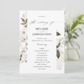 White Boho Floral Wedding Programme Kaart (Staand voorkant)