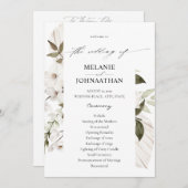 White Boho Floral Wedding Programme Kaart (Voorkant / Achterkant)