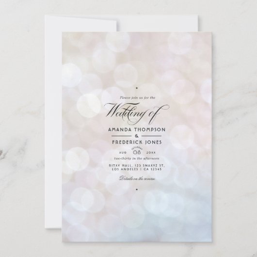White Bokeh Faire-part de mariage (Devant)