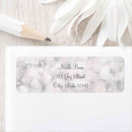 White Bokeh Light Elegant Glam Invitation Etiket (Insitu)