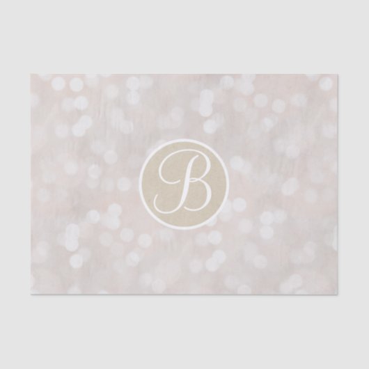 White Bokeh Lights Sparkle Monogram Letter Initiaa Tissuepapier (Voorkant)
