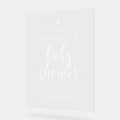White Bold Script Baby shower Welkom Acryl Bord (Hoek)