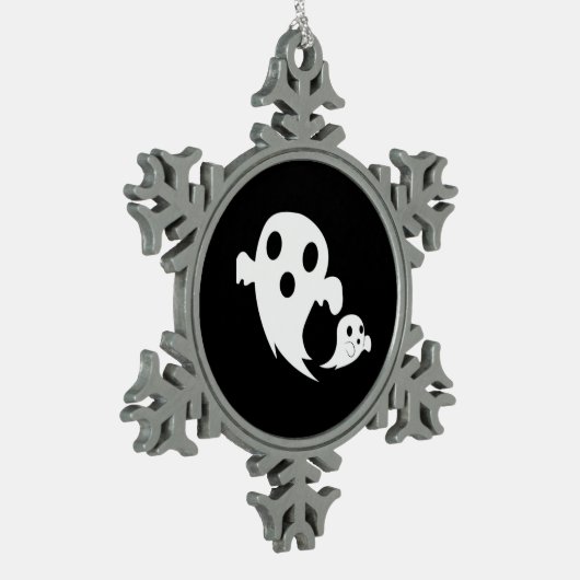 White Boo Tin Sneeuwvlok Ornament (Links)