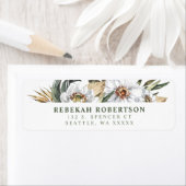 White Botanical Dahlia Return Address Labels (Insitu)