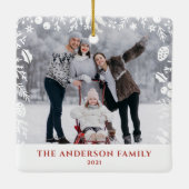 White Botanical Kerstseries - Fotobedekking Keramisch Ornament (Achterkant)