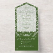White Botanicals Green No Envelopes Wedding All In One Uitnodiging (Binnen)