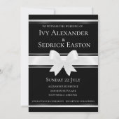 White bow & Black Classic II Wedding Invitation Kaart (Achterkant)