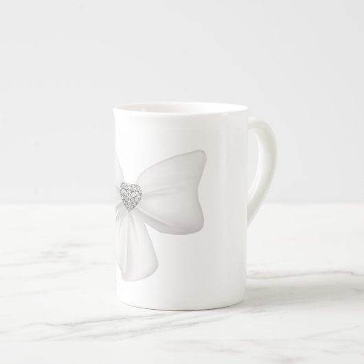 White Bow Bone China Mok (Voorkant rechts)
