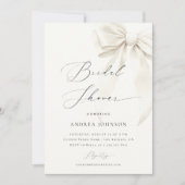 White Bow Elegant Script Classy Chic Bridal Shower Kaart (Voorkant)