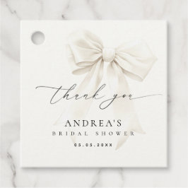 White Bow Elegant Script Vrijgezellenfeest Bedankt Bedankjes Labels
