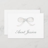 White Bow Flat Place Card (Voorkant / Achterkant)