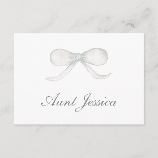 White Bow Flat Place Card (Voorkant)