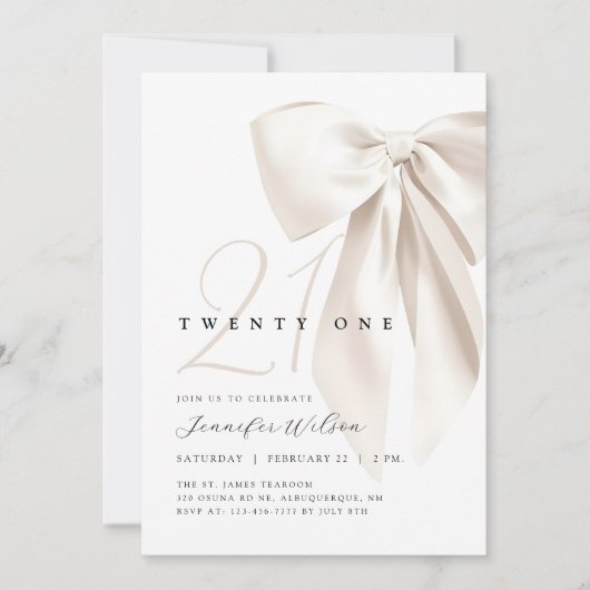 White Bow Invitation à l'anniversaire (Devant)