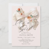 White Bow is een meisje bloemenBaby shower Kaart (Voorkant)