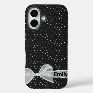 White bow met naam op Stippen iPhone / iPad case