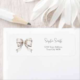 White Bow Ribbon  Baby shower Adres Etiket