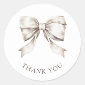 White Bow Ribbon Baby shower Dank u Ronde Sticker (Voorkant)