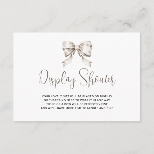 White Bow Ribbon Display Shower Informatiekaartje (Voorkant)