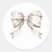 White Bow Ribbon  Ronde Sticker (Voorkant)