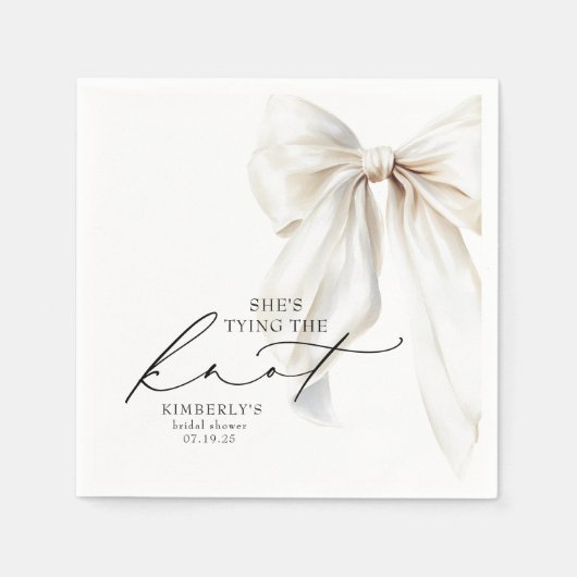 White Bow She's Tying the Knot Bridal Shower Servet (Voorkant)
