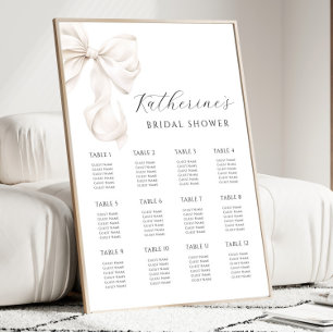 White Bow Vrijgezellenfeest Zitplaatskaart Poster