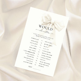 White Bow Vrijgezellenfeest zou ze liever spel