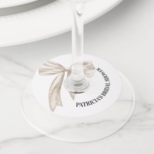 White Bow Ze bindt het knoop Vrijgezellenfeest Wijnglaslabel (Dichtbij)