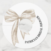 White Bow Ze bindt het knoop Vrijgezellenfeest Wijnglaslabel (Achterkant)