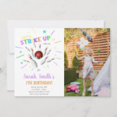 White Bowling Birthday Uitnodigingen met foto (Voorkant)