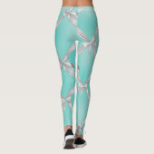 White Bows Turquoise Robin's Egg Blue Leggings (Achterkant)
