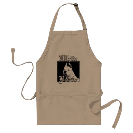 White boxer apron standaard schort (Voorkant)