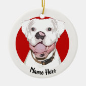 White Boxer Dog Christmas Ornament (Voorkant)