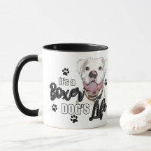 White boxer Dog Coffee Cut