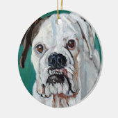 White Boxer Dog-kerstversiering Keramisch Ornament (Links)