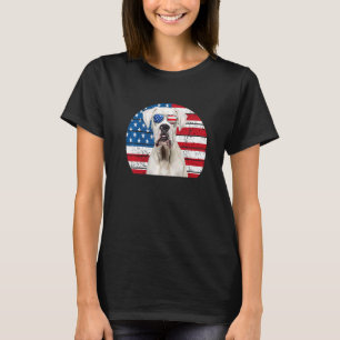 White boxer Dog Patriotic American Flag 4th jul T-shirt