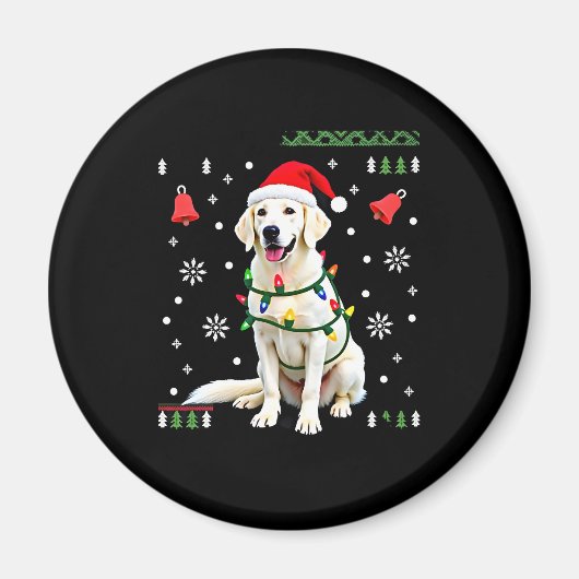 White Boxer Dog Ugly Christmas Sweater Funny Xmas Magneet (Voorkant)