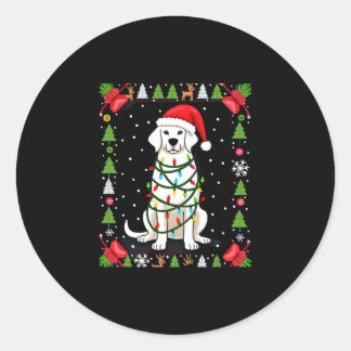 White Boxer Dog Ugly Christmas Sweater Funny Xmas  Ronde Sticker