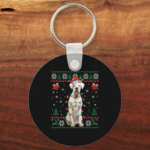 White Boxer Dog Ugly Christmas Sweater Funny Xmas Sleutelhanger (Voorkant)