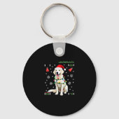White Boxer Dog Ugly Christmas Sweater Funny Xmas Sleutelhanger (Voorkant)