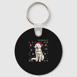 White Boxer Dog Ugly Christmas Sweater Funny Xmas  Sleutelhanger