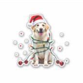 White Boxer Dog Ugly Christmas Sweater Funny Xmas Sticker (Voorkant)