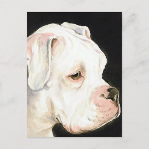 White boxer Original Dog Art Briefkaart