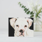 White boxer Original Dog Art Briefkaart (Staand voorkant)